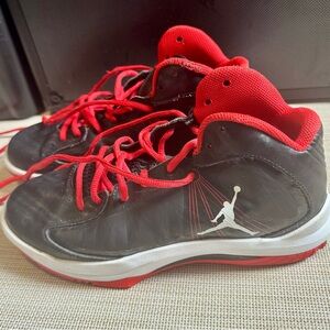 Jordan Black and Red Mid-Top Basketball Shoes